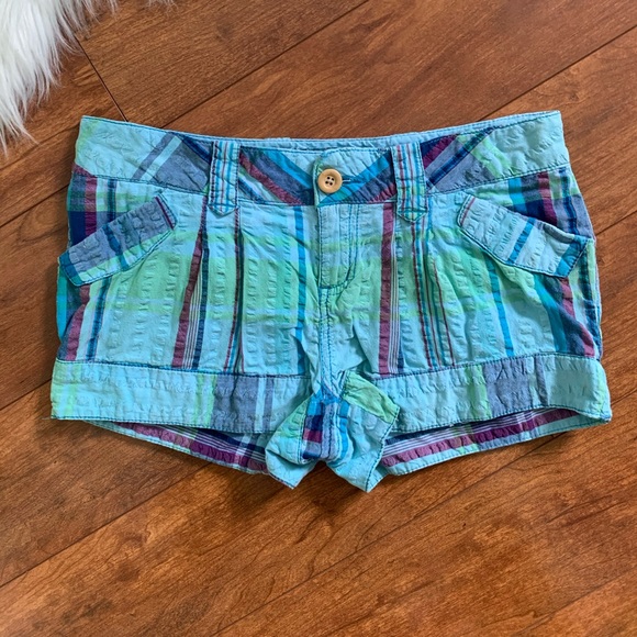 OP Blue/Purple Plaid Shorts-Size 5 - Picture 1 of 6